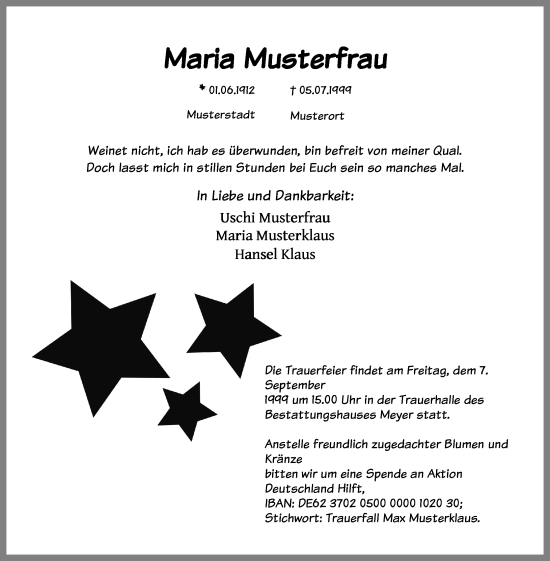 Traueranzeige von Bietigheimer  Zeitung von Musterzeitung