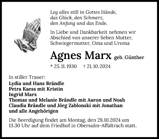 Traueranzeige von Maria Mustermann von GESAMT
