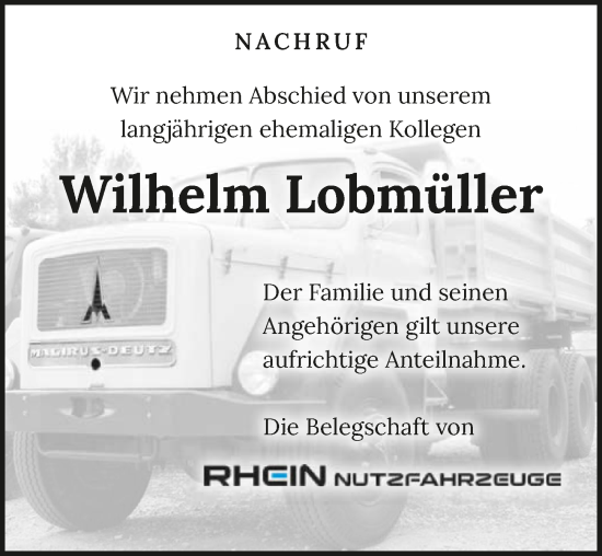 Traueranzeige von Wilhelm Lobmüller von GESAMT