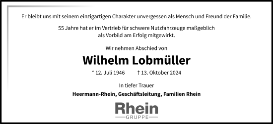 Traueranzeige von Wilhelm Lobmüller von GESAMT