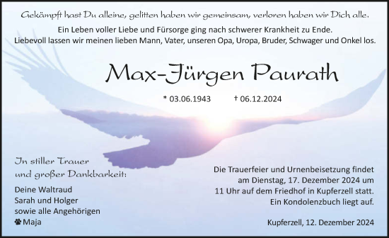 Traueranzeige von Max-Jürgen Paurath von GESAMT