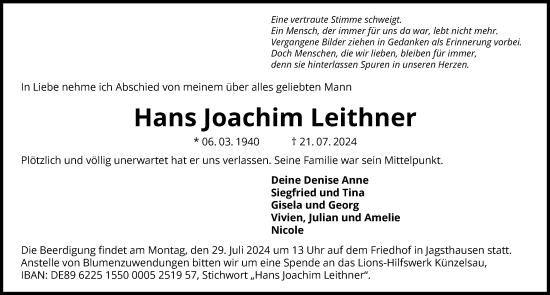 Traueranzeige von Hans Joachim Leithner von GESAMT
