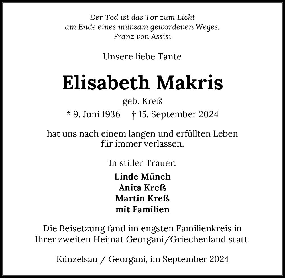  Traueranzeige für Max Mustermann vom 18.09.2024 aus GESAMT