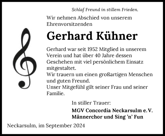 Traueranzeige von Gerhard Kühner von GESAMT