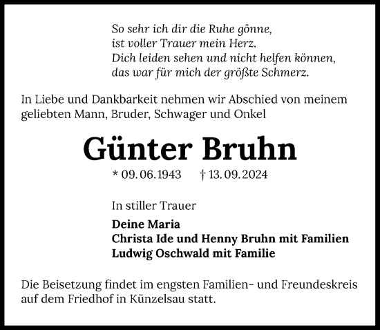 Traueranzeige von Günter Bruhn von GESAMT