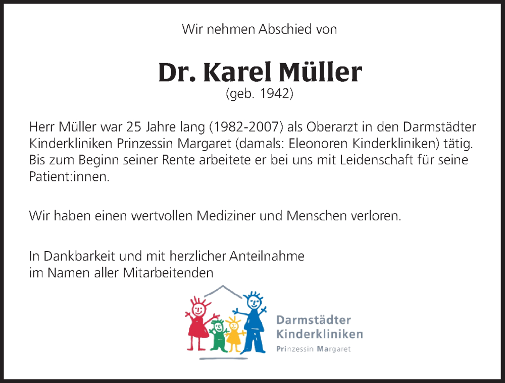  Traueranzeige für Karl Müller vom 04.09.2024 aus Darmstädter Echo