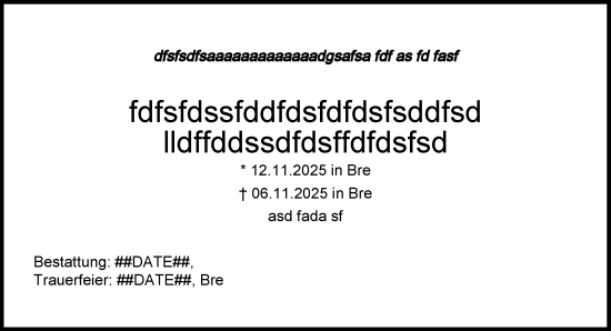 Traueranzeige von fdfsfdssfddfdsfdfdsfsddfsd lldffddssdfdsffdfdsfsd von Online-Ausgabe
