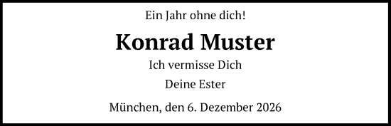 Traueranzeige von Konrad Muster von VRS